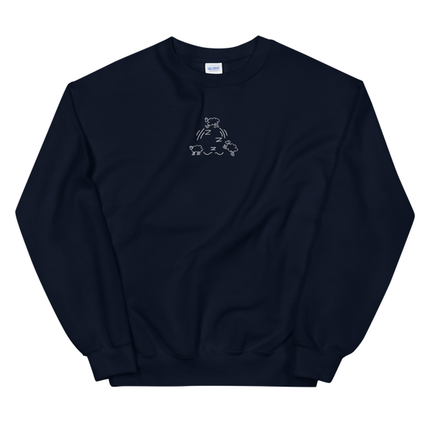 Sleepin' Counting Sheep (White Embroidered) Unisex Sweatshirt