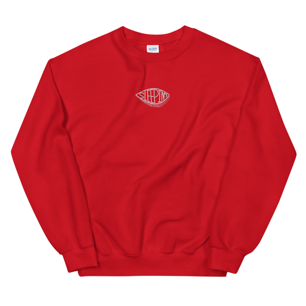 Sleepin' Eye (White Embroidered) Unisex Sweatshirt